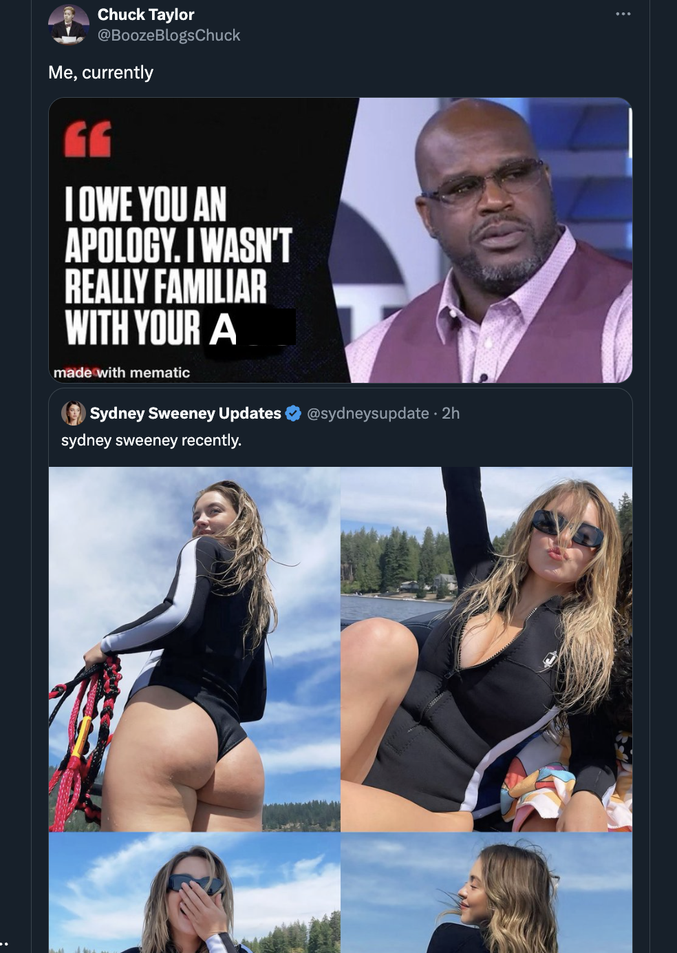 shaq i wasn t familiar with your game - Chuck Taylor Me, currently 66 I Owe You An Apology. I Wasn'T Really Familiar With Your A made with mematic Sydney Sweeney Updates sydney sweeney recently.